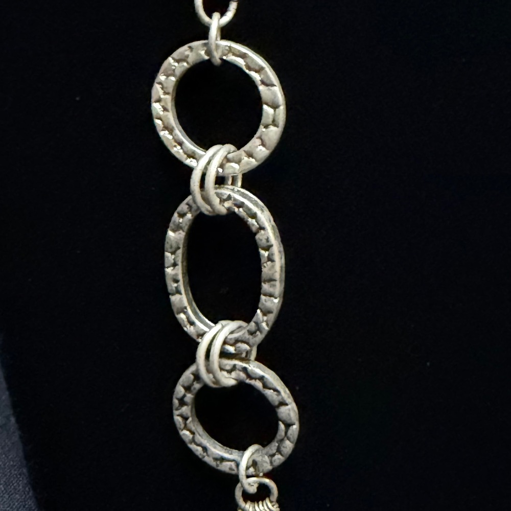Multi-Strand Chain Necklace Women OS Silver Textured Link Layered - Picture 10 of 11